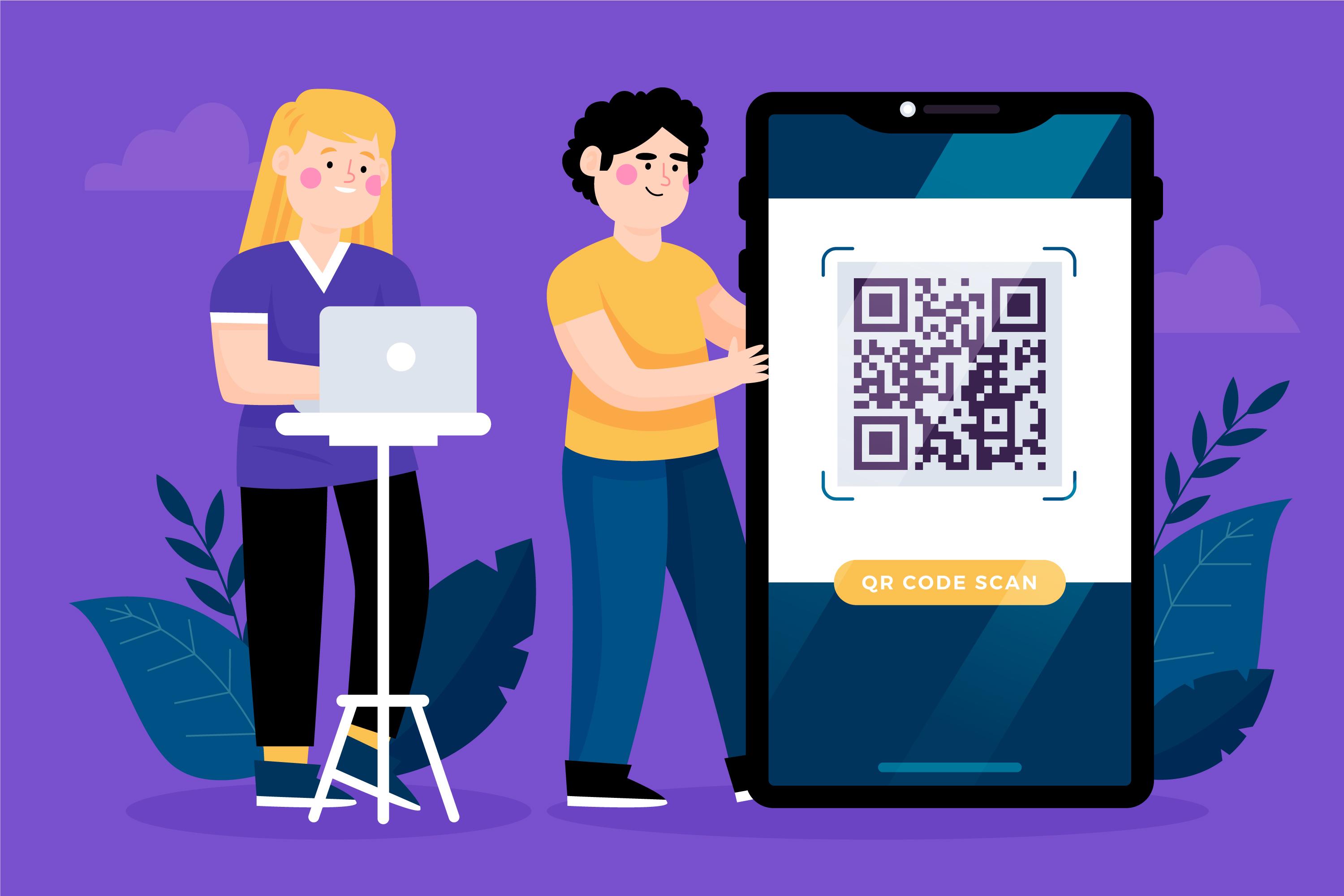 Customer scanning QR code